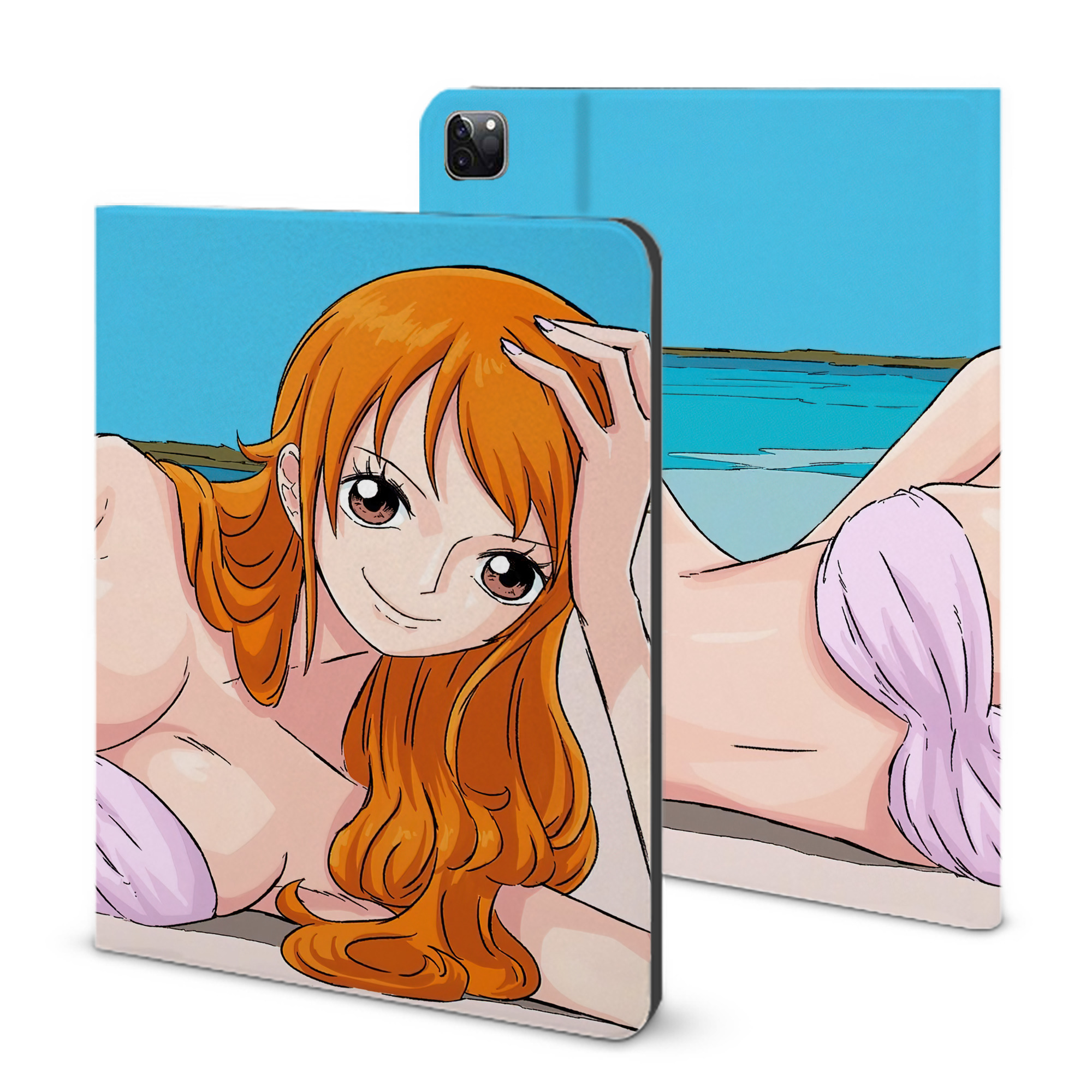 ワンピース ONE PIECE IPad ケース ブック型 PUレザー TPU 耐衝撃 軽量 薄型 ペン収納なし 全面保護 IPad 各モデル対応
